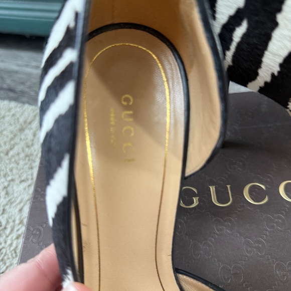 GUCCI Zebra Pony Hair Pointed D'Orsay Pumps Size 38 / 8 - Picture 5 of 10